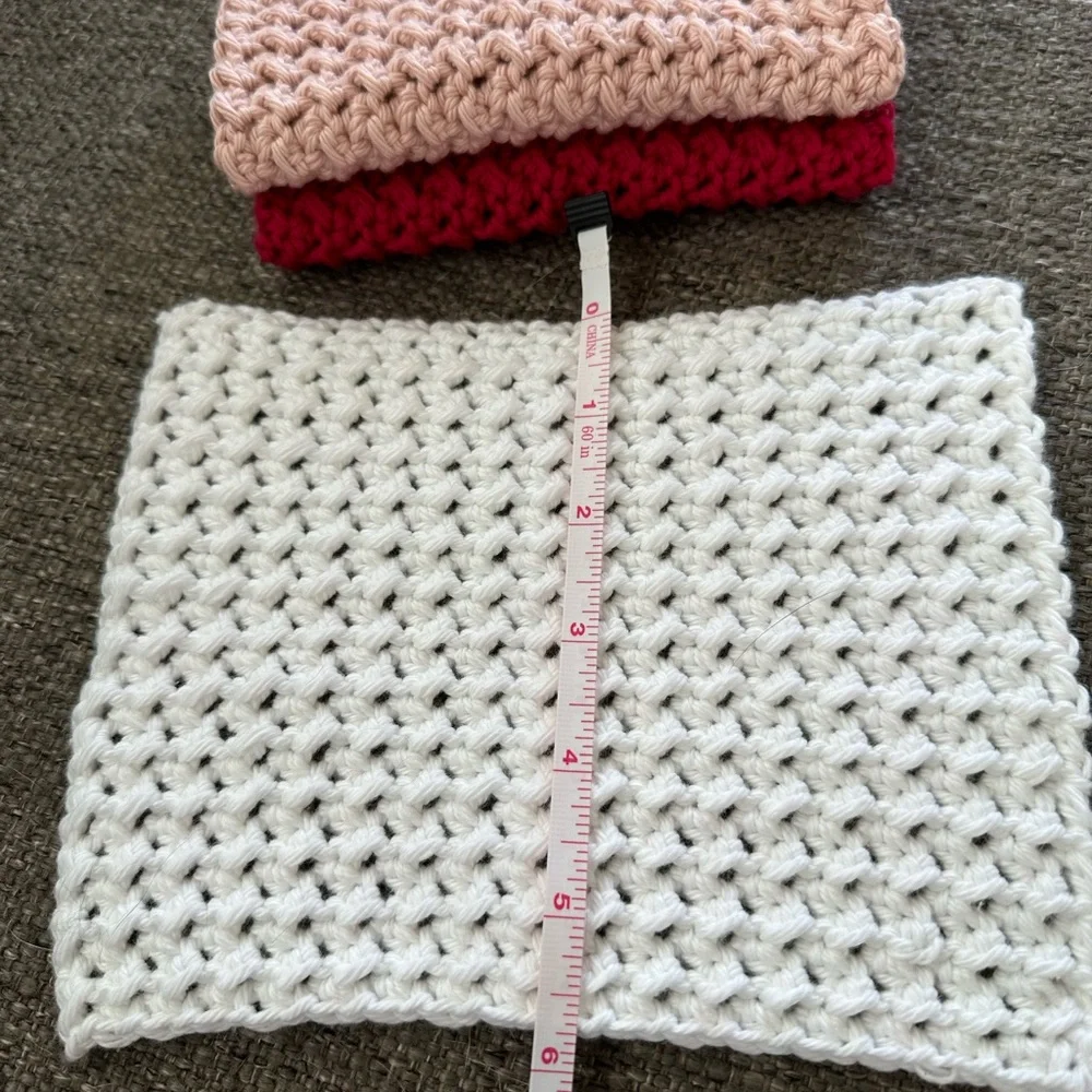 Handmade 100% Cotton Dish Wash Spa Red Pink White Cloths